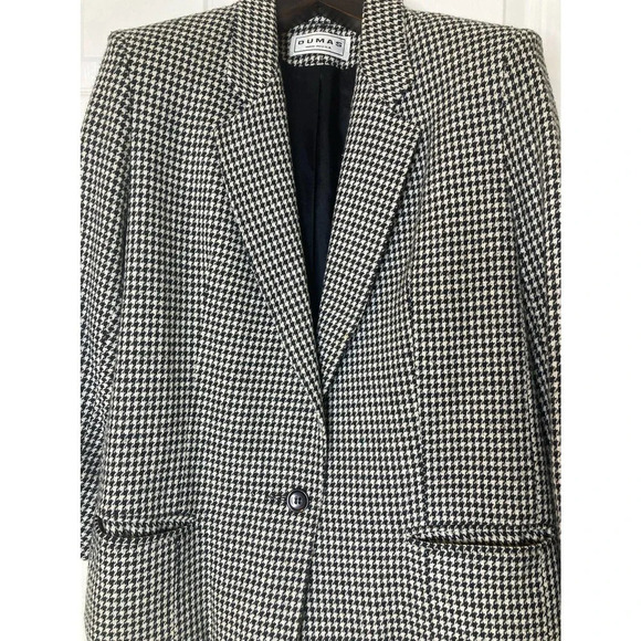 Vintage Dumas wool houndstooth black and white blazer - Picture 2 of 9